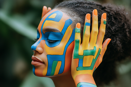 Woman with Geometric Face Paint