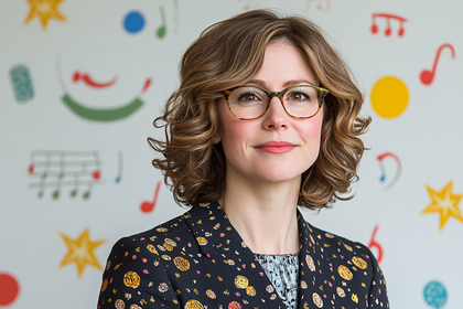 Woman with Glasses and Curly Hair
