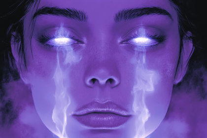 Woman With Glowing Eyes And Smoke