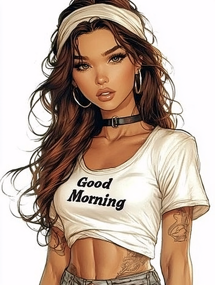 Woman With Good Morning T-Shirt