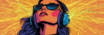 Woman With Headphones And Sunglasses
