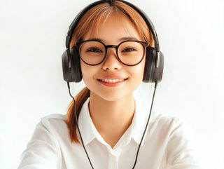 Woman with Headphones Smiling