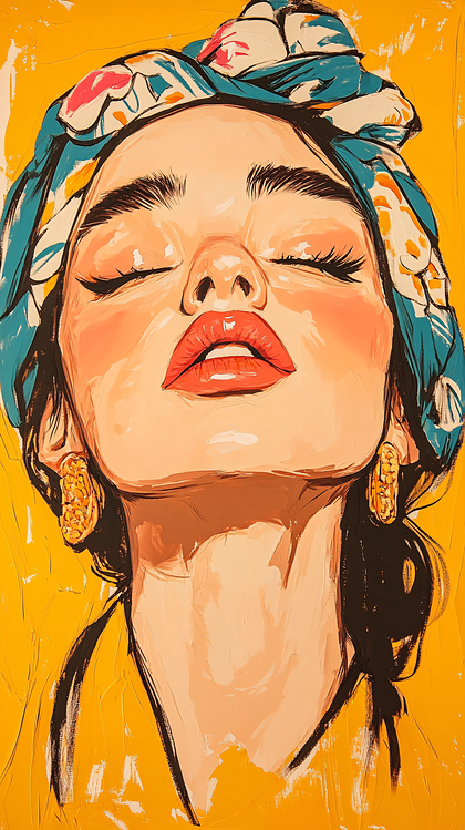 Woman With Headscarf And Gold Earrings