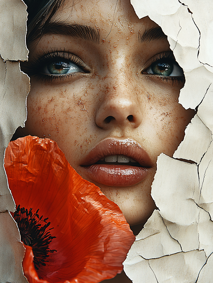 Woman With Poppy Flower