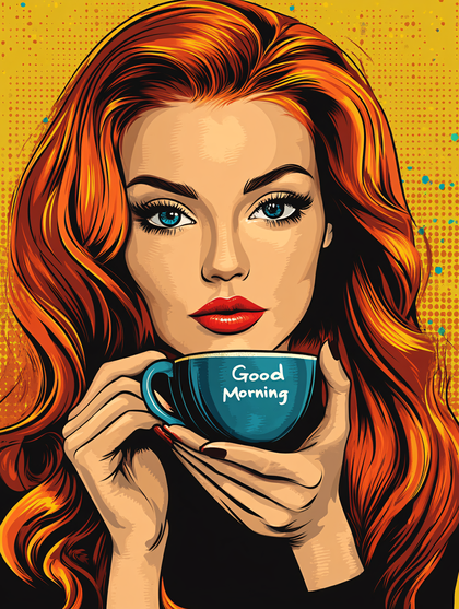 Woman With Red Hair Holding Coffee Cup