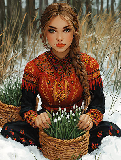 Woman with Snowdrops