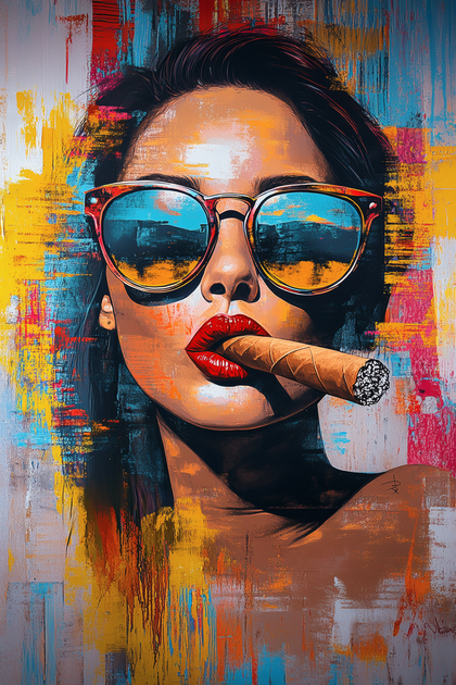 Woman with Sunglasses and Cigar