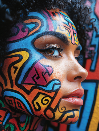 Woman With Tribal Face Paint