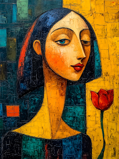 Woman With Tulip Painting