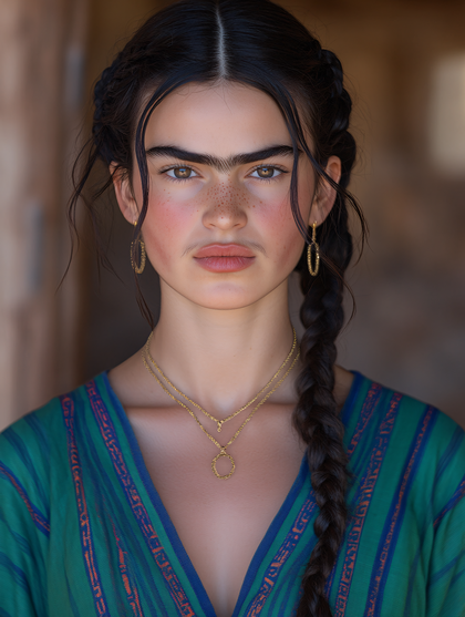 Woman With Unibrow And Braids