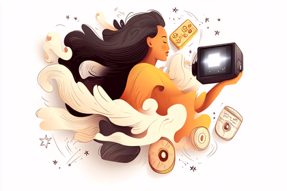 Woman with Vintage TV