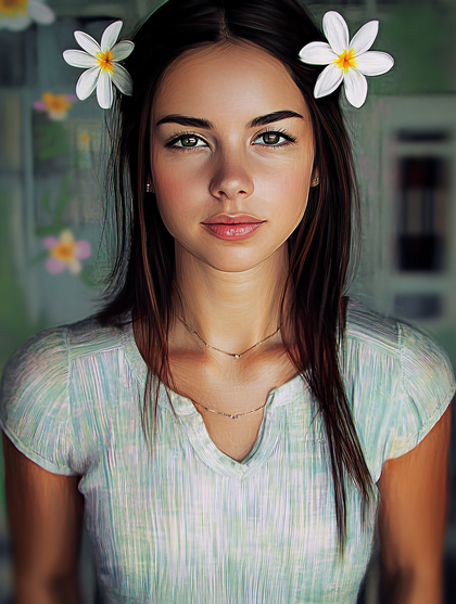 Woman With White Flowers