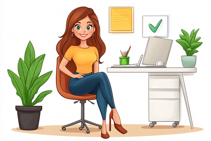 Woman Working At Desk