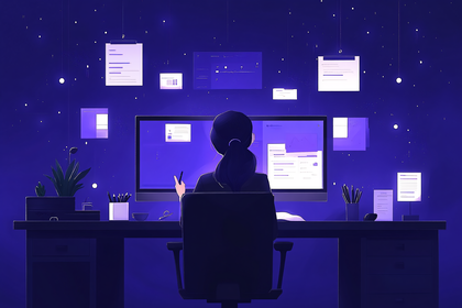 Woman Working Late At Night