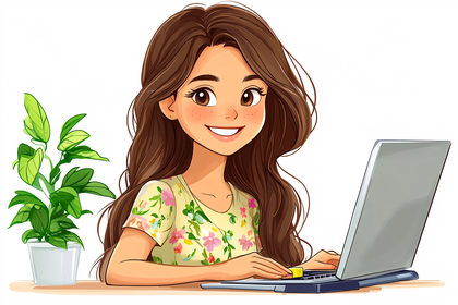 Woman Working On Laptop