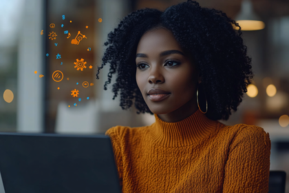Woman Working with Technology Concept