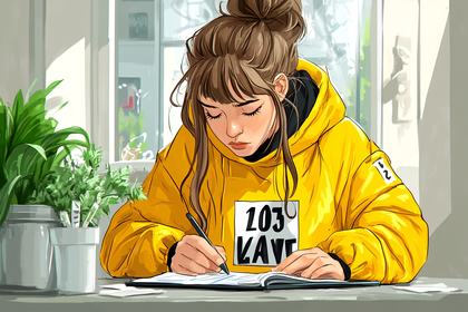 Woman Writing In Notebook