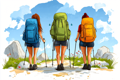 Women Hikers in Mountain Landscape