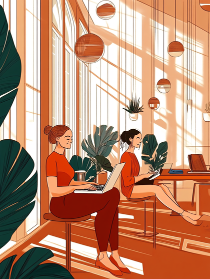 Women Working in Bright Office