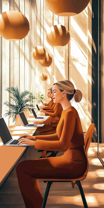 Women Working in Modern Office