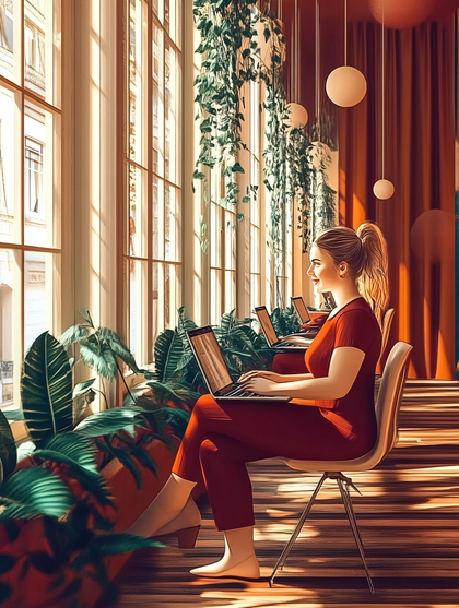 Women Working On Laptops In Bright Modern Office Space