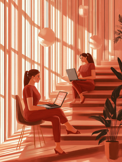 Women Working on Laptops in Modern Interior