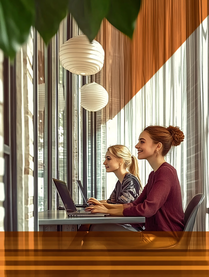 Women Working On Laptops In Modern Office