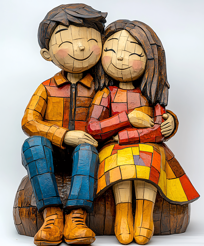 Wood Carving Couple