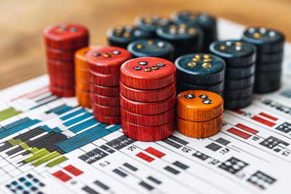 Wooden Counters on Data Chart
