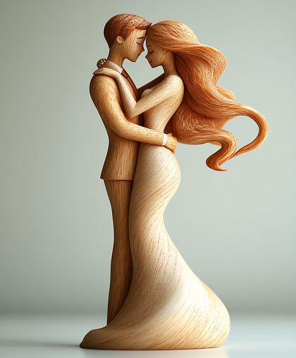 Wooden Couple Embrace