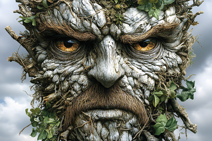 Wooden Face Of Nature Spirit