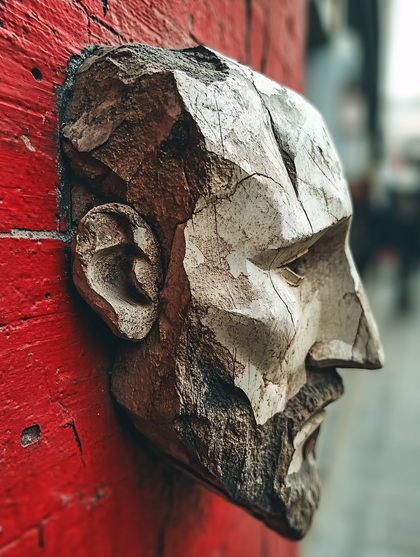 Wooden Face Sculpture