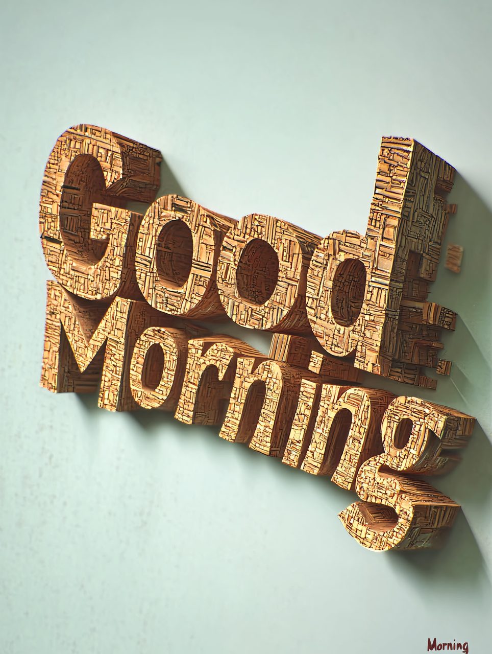 Wooden Good Morning Text