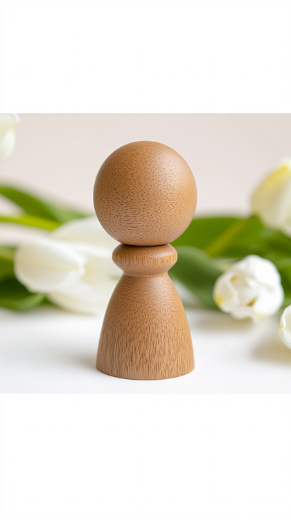 Wooden Object and White Tulips