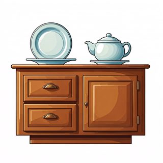 wooden sideboard tea set