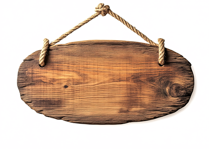 Wooden Sign Hanging From Rope