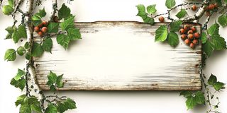Wooden Sign with Birch and Berries