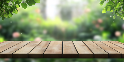 Wooden Tabletop Green Garden