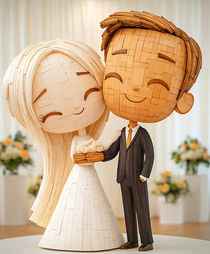 Wooden Wedding Couple