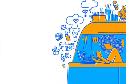 Working at Home Office Illustration