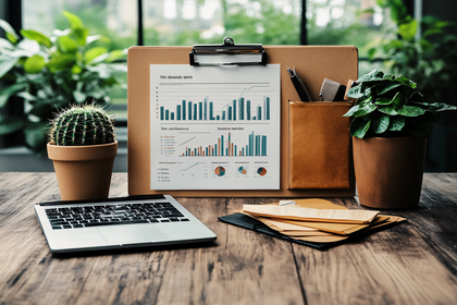 Workspace With Data Charts And Plants