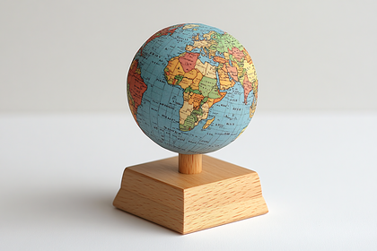 World Globe on Wooden Stand