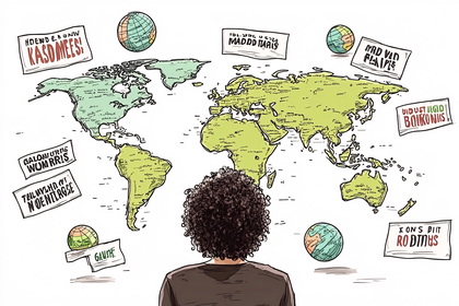 World Map and Person