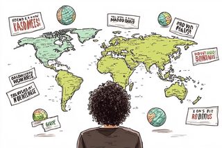 World Map and Person