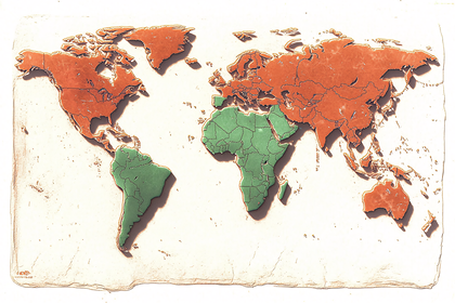 World Map in Contrasting Colors