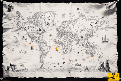 World Map on Parchment