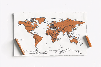 World Map with Crayons