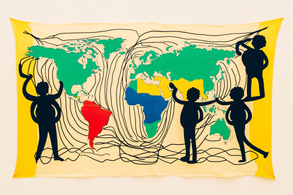 World Map with Silhouettes