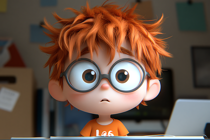 Worried Cartoon Boy With Messy Orange Hair