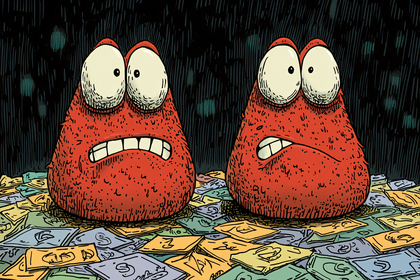 Worried Monsters on Money Pile